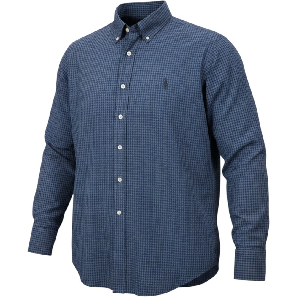 Ralph Lauren Blake Shirt XXL Blue Gingham Check Cotton Button Down Long Sleeve